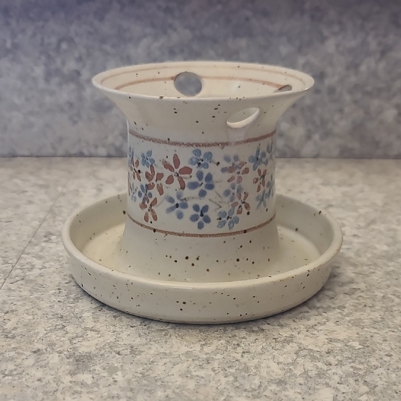 Vintage Studio Pottery Floral Ceramic Toothbrush Holder - Picture 1 of 5